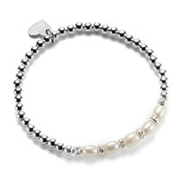 sterling silver and freshwater pearl beaded stacking bracelet