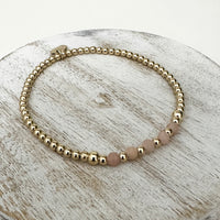 Sample Sale - Gold Bejewelled Pink Stacking Bracelet
