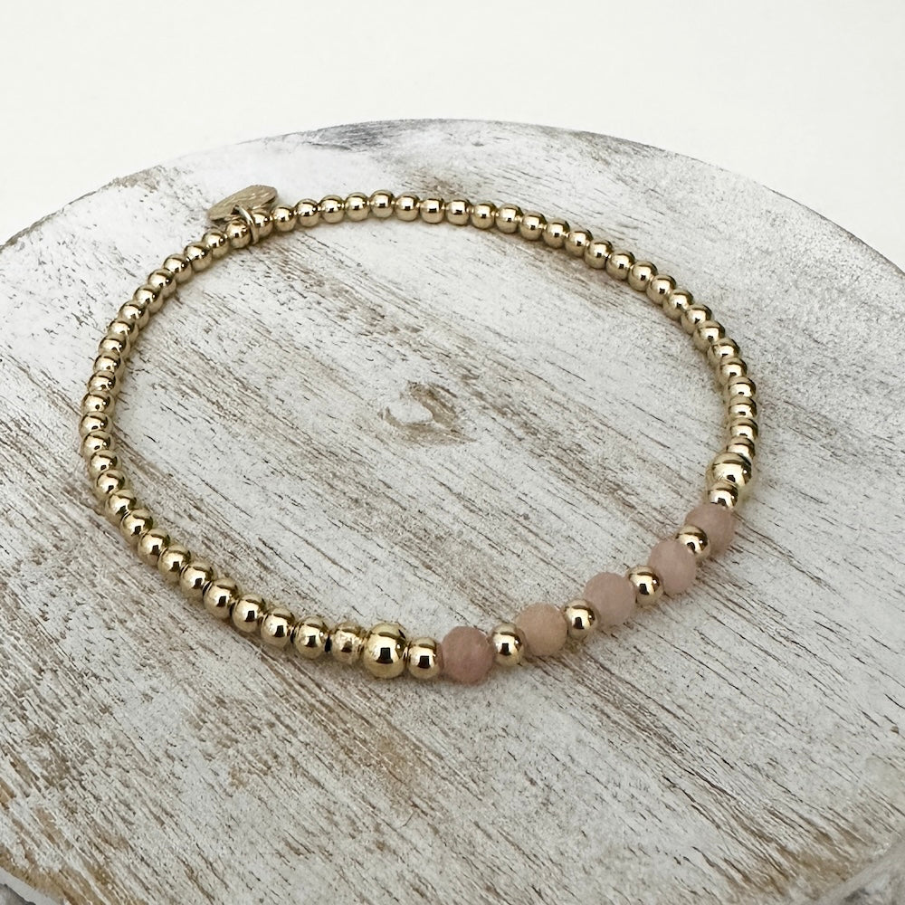 Sample Sale - Gold Bejewelled Pink Stacking Bracelet