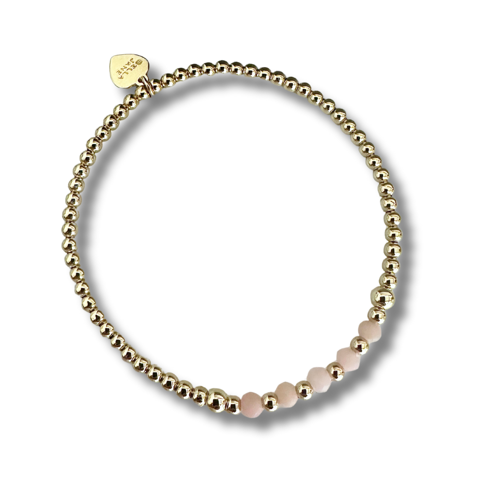 Sample Sale - Gold Bejewelled Pink Stacking Bracelet