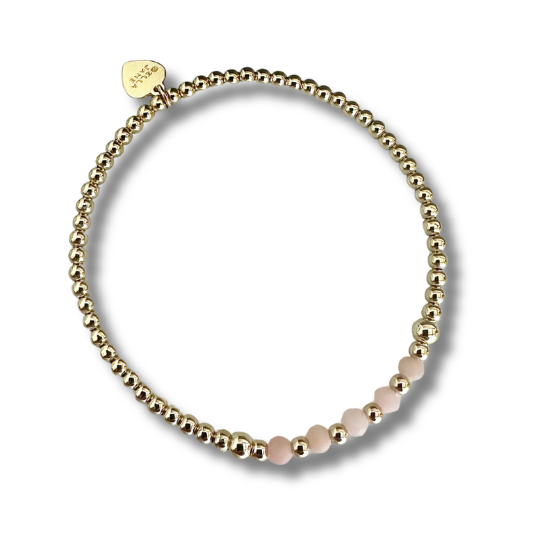 Sample Sale - Gold Bejewelled Pink Stacking Bracelet