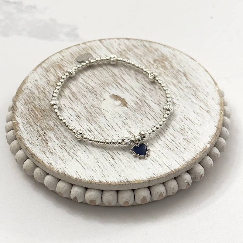 Midnight Blue Bobble Heart Bracelet