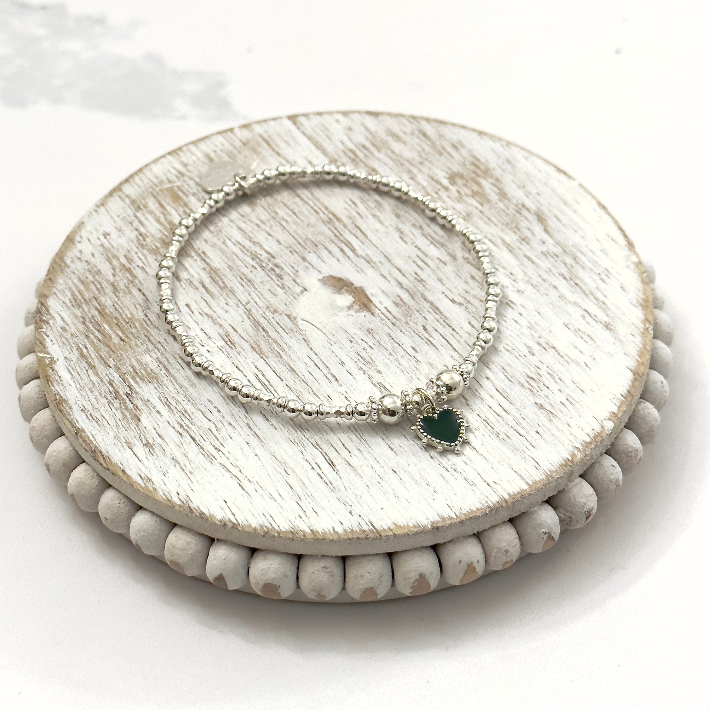 Green Bobble Heart Bracelet