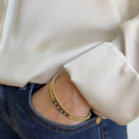 Gold Bejewelled Midnight Blue Bracelet