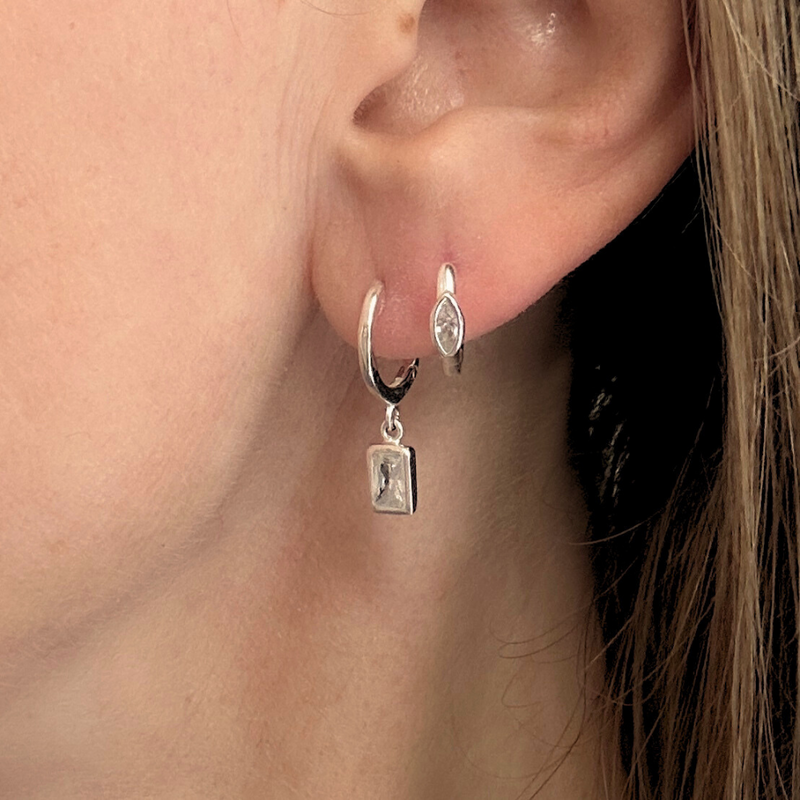 Sparkly Baguette Charm Earrings