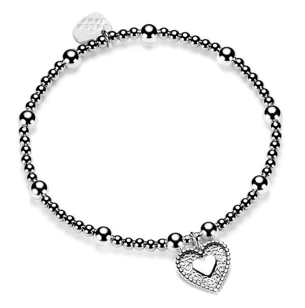 Sterling silver personalised heart of hearts bracelet