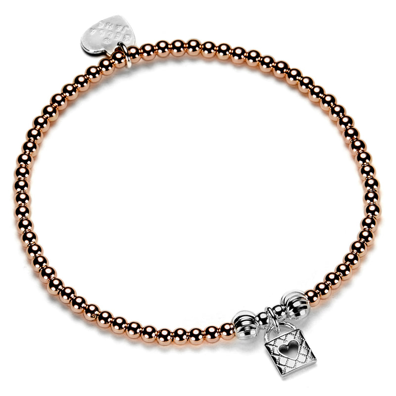 Rose Gold Heart Padlock Bracelet