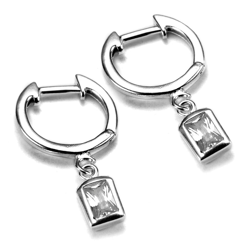Sparkly Baguette Charm Earrings