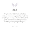 Text about angel number 222 with wings on a white background