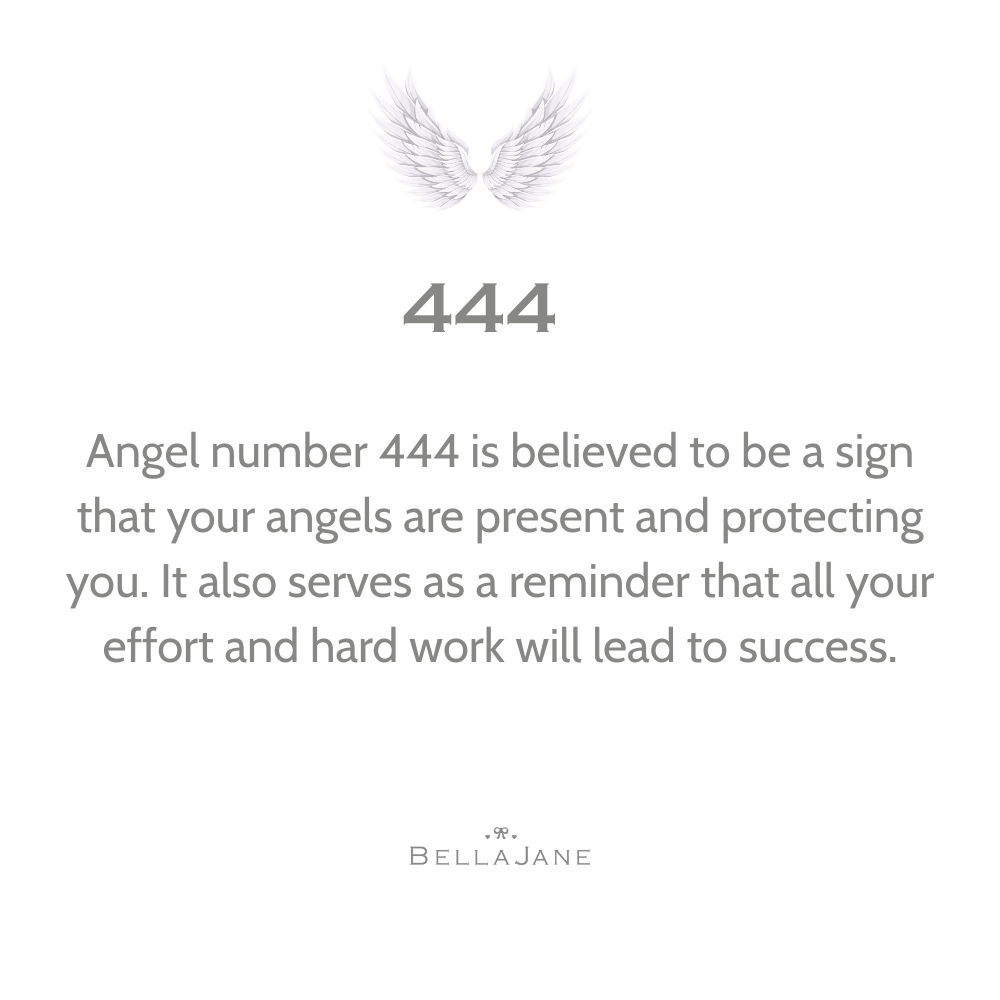 Text about angel number 444 with wings on a white background