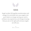 Text about angel number 555 with wings on a white background