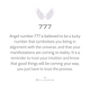 Text about angel number 777 with wings on a white background
