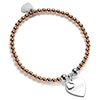 Rose gold beaded bracelet with silver heart-shaped charm featuring the word 'Nana' on a white background