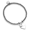 Silver beaded bracelet with heart-shaped charm featuring the word 'Nana' on a white background