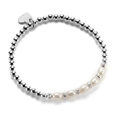 sterling silver and freshwater pearl beaded stacking bracelet