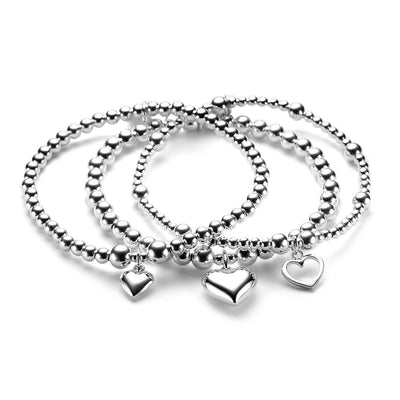 Sterling silver All Heart stacking bracelet set