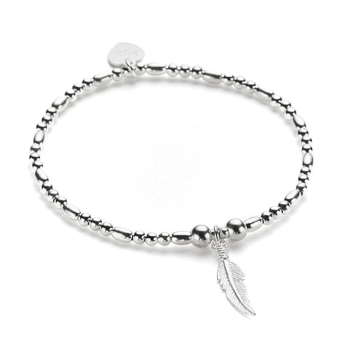 Silver feather bracelet