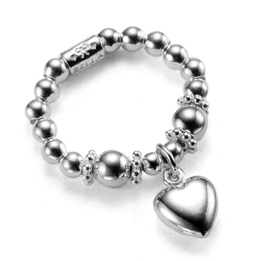 Silver ring deals with heart charm