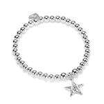 sterling silver beaded stacking bracelet with star charm