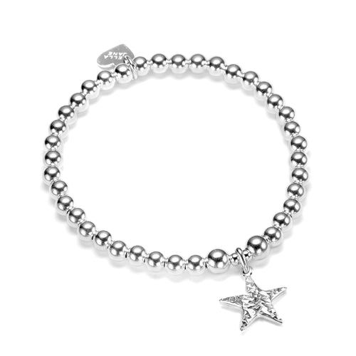 sterling silver beaded stacking bracelet with star charm