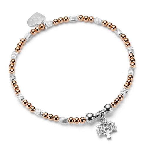 sterling silver and rose gold tree of life bracelet