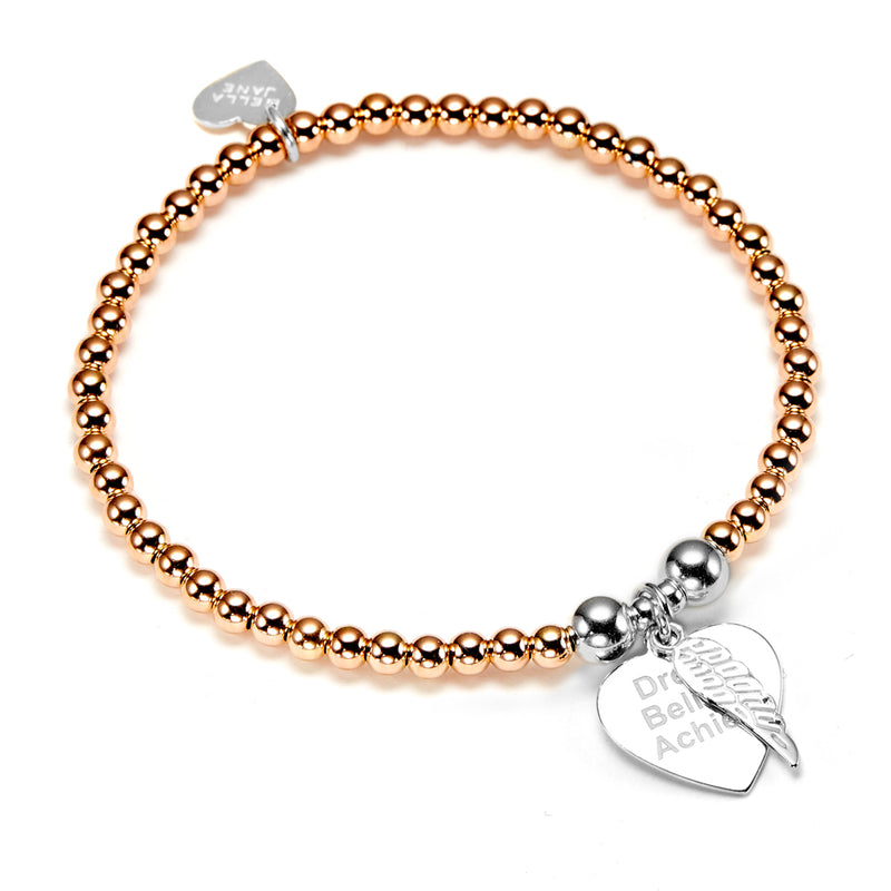 Rose Gold Dream, Believe, Achieve Bracelet