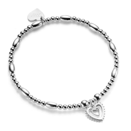 Sterling silver forever heart stacking bracelet