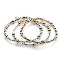 silver and gold all about the beads stacking bracelets