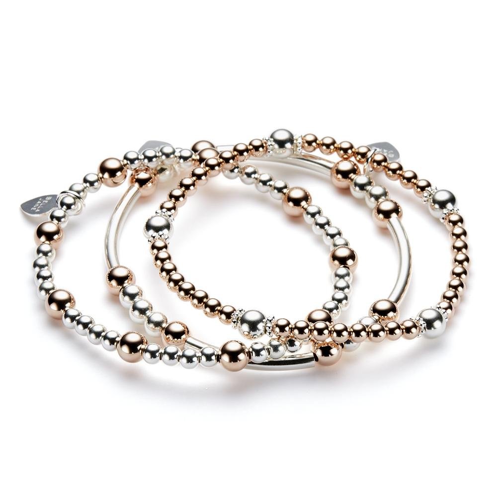 silver and rose all about the beads stacking bracelets