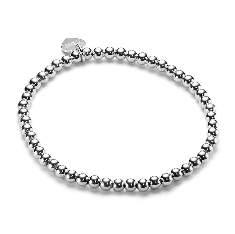 sterling silver 4mm beaded stacking bracelet on a white background